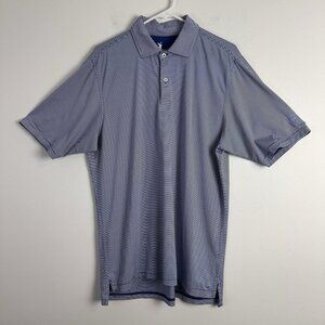 F&G Tech Fairway & Greene Golf Polo Shirt Men's Large Golf‎ Blue Striped